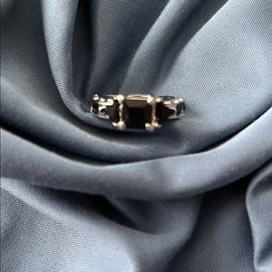 Black sapphire sterling silver ring size 6